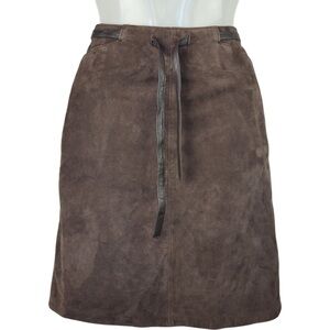 INC International Concept Woman’s brown genuine suede leather skirt size 6